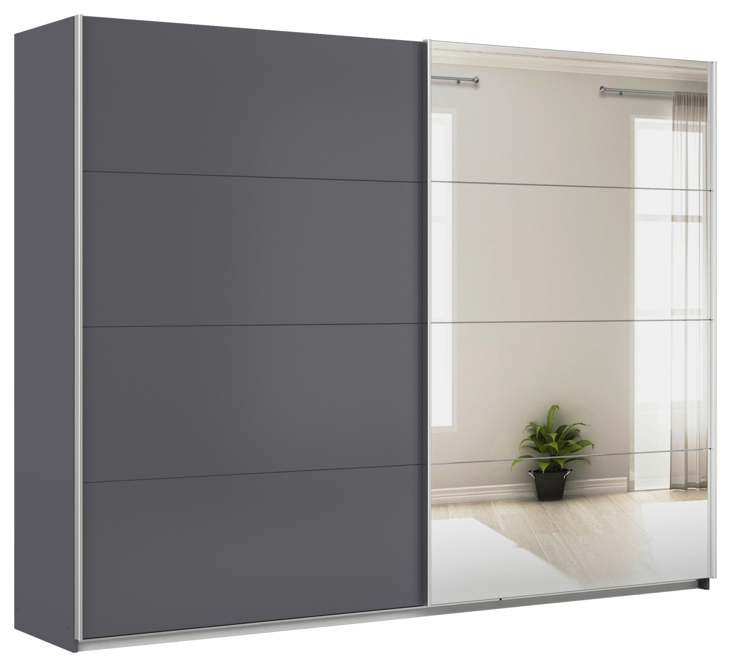 SCHWEBETÜRENSCHRANK  in Grau  - Alufarben/Grau, KONVENTIONELL, Glas/Holzwerkstoff (271/229/62cm) - Xora