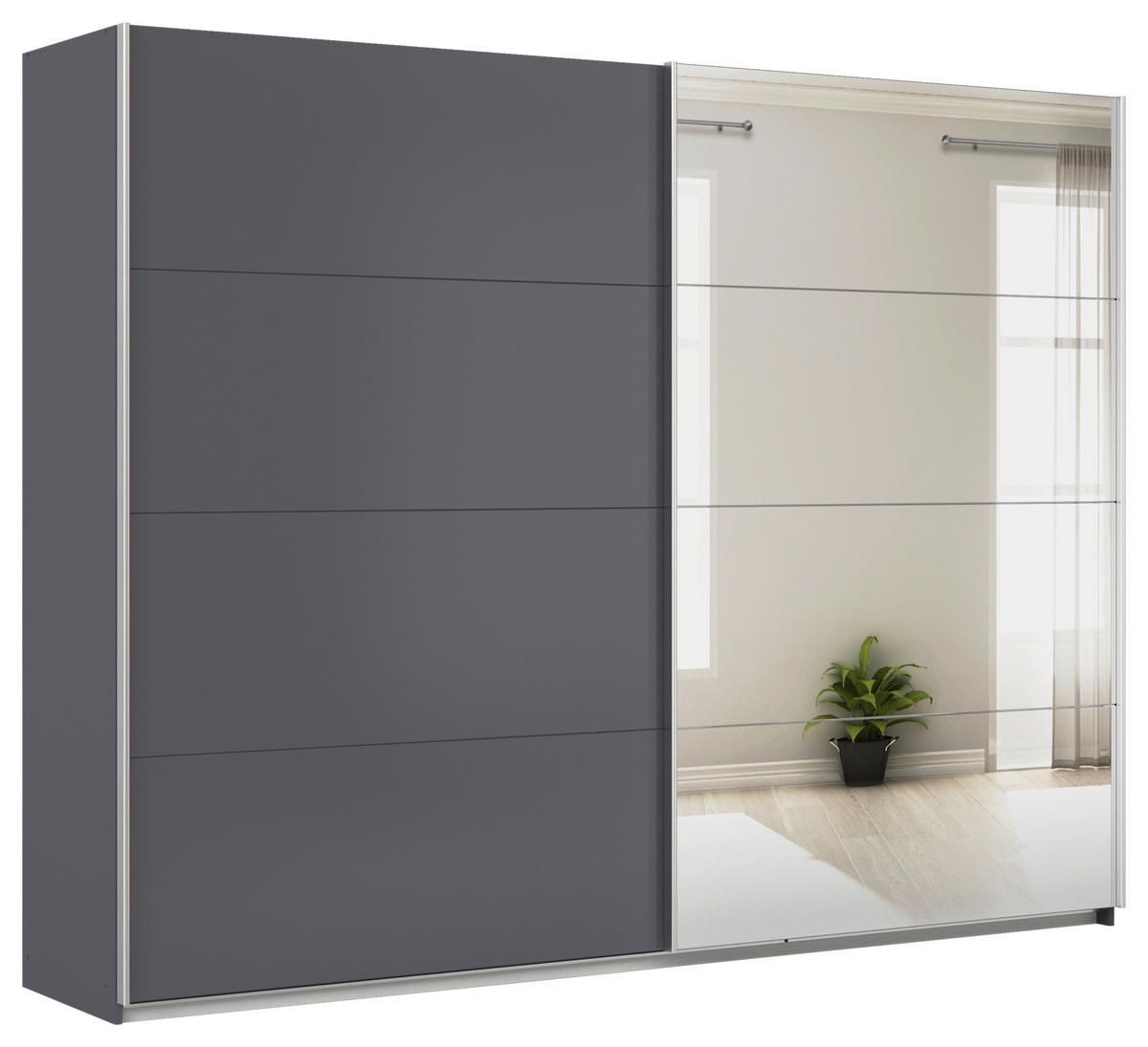 SCHWEBETÜRENSCHRANK  in Grau  - Alufarben/Grau, KONVENTIONELL, Glas/Holzwerkstoff (271/229/62cm) - Xora