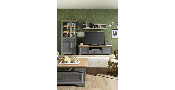 TV-ELEMENT 193/54/51 cm - Graphitfarben/Eiche Artisan, ROMANTIK / LANDHAUS, Holzwerkstoff/Metall (193/54/51cm) - Hom`in