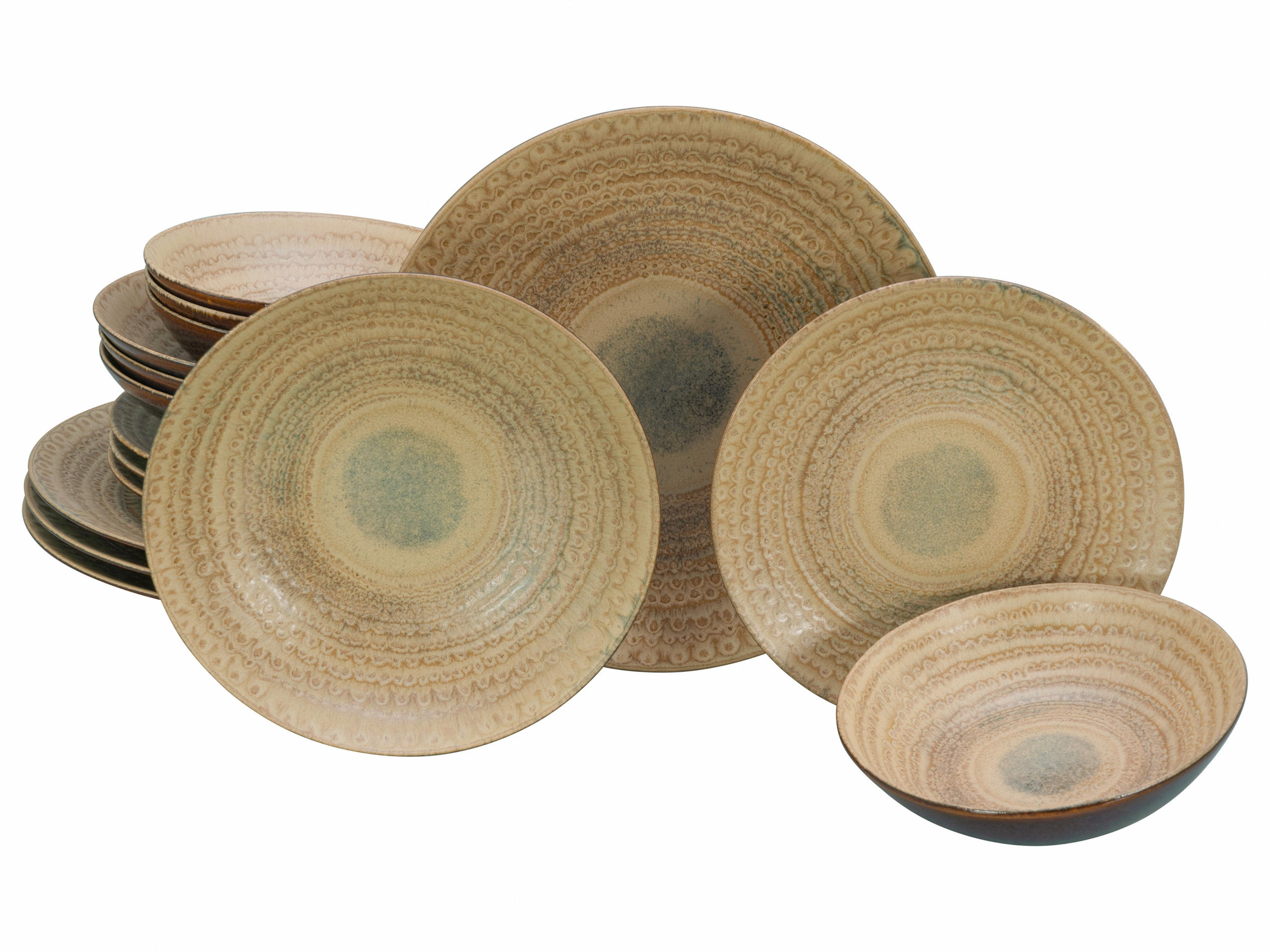 TAFELSERVICE Braun, Sandfarben Neapel Sand 16-teilig  - Sandfarben/Braun, Basics, Keramik - Creatable