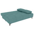 SCHLAFSOFA  in Velours Türkis  - Türkis/Schwarz, KONVENTIONELL, Textil/Metall (200/98/90cm) - Carryhome