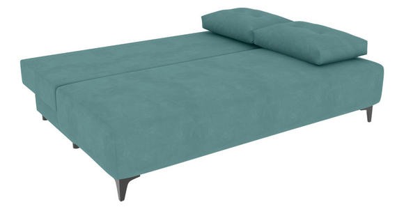 SCHLAFSOFA  in Velours Türkis  - Türkis/Schwarz, KONVENTIONELL, Textil/Metall (200/98/90cm) - Carryhome