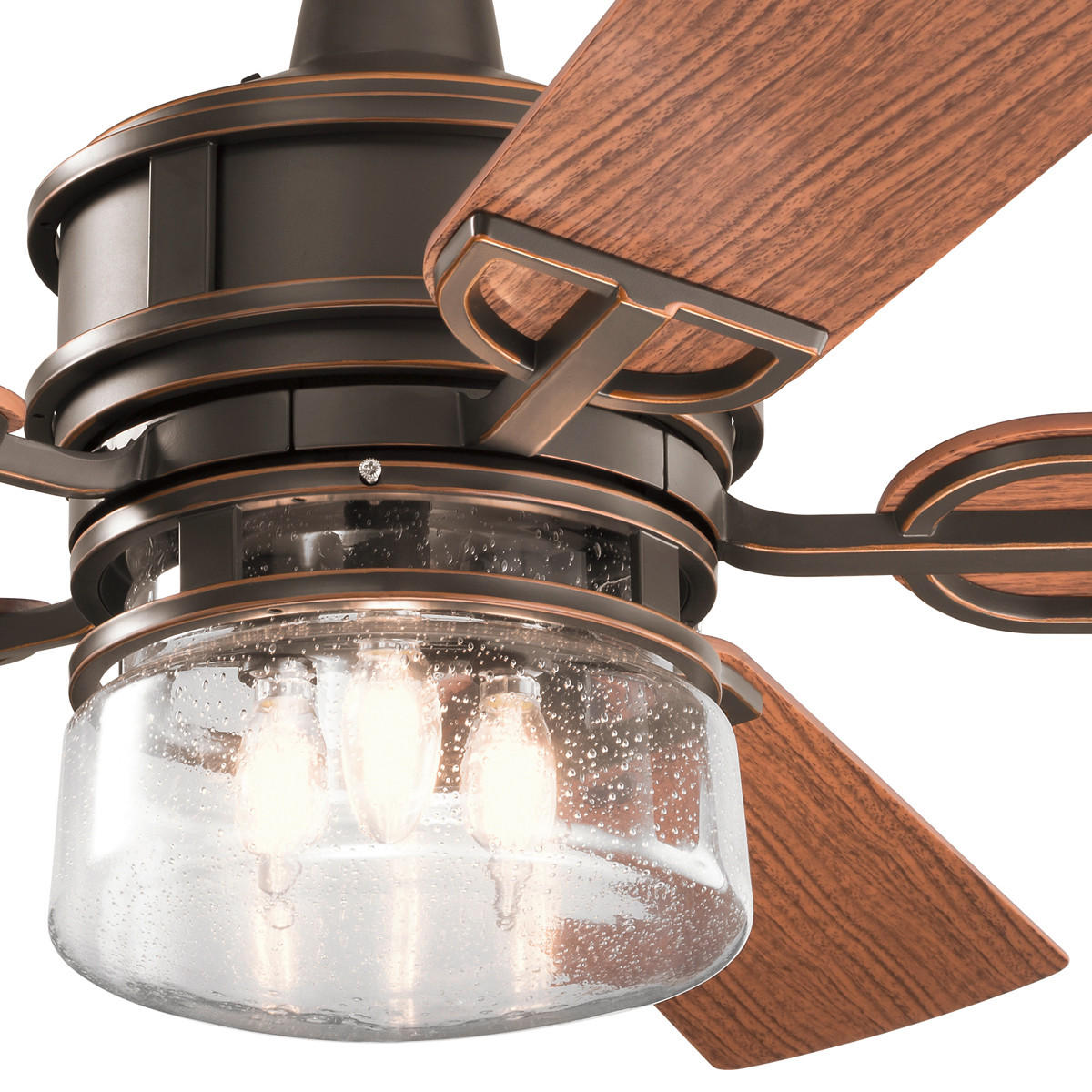 STROPNI VENTILATOR  Elstead Lyndon //// - barva oreha/barve brona, Natur, kovina/umetna masa (132/48cm)
