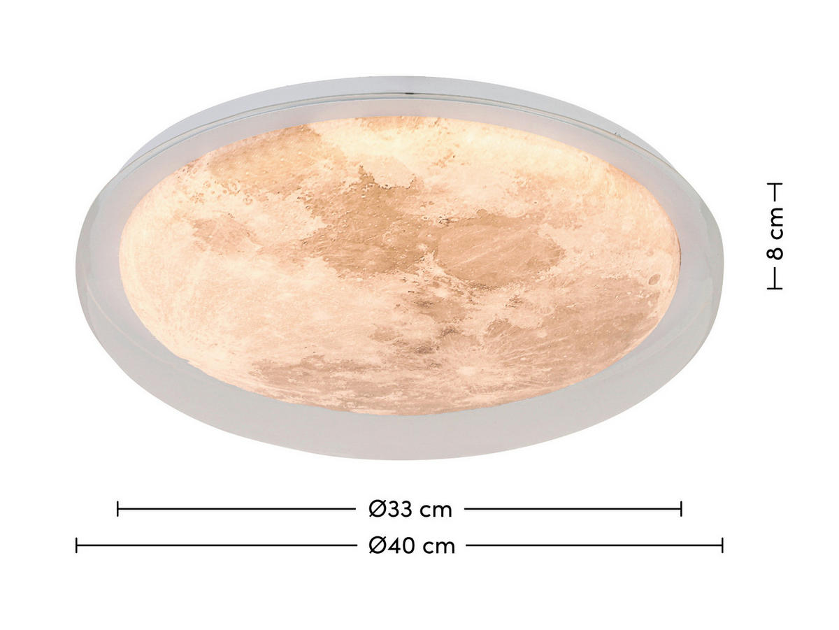 LED-DECKENLEUCHTE Derby 40/8 cm   - Transparent/Silberfarben, Trend, Kunststoff/Metall (40/8cm) - Novel