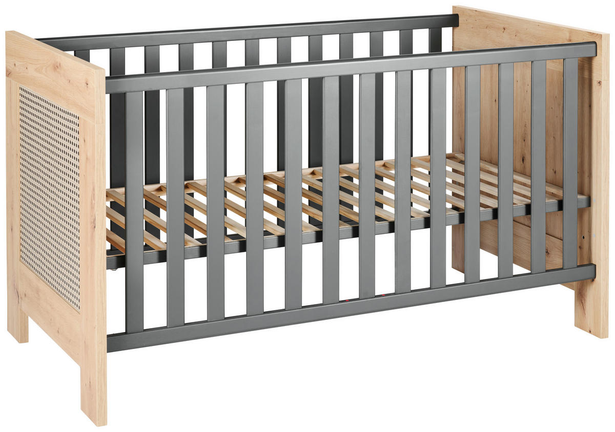 GITTERBETT Clair  144/78/82 cm   - Anthrazit/Eiche Artisan, Basics, Holz/Holzwerkstoff (144/78/82cm) - Jimmylee