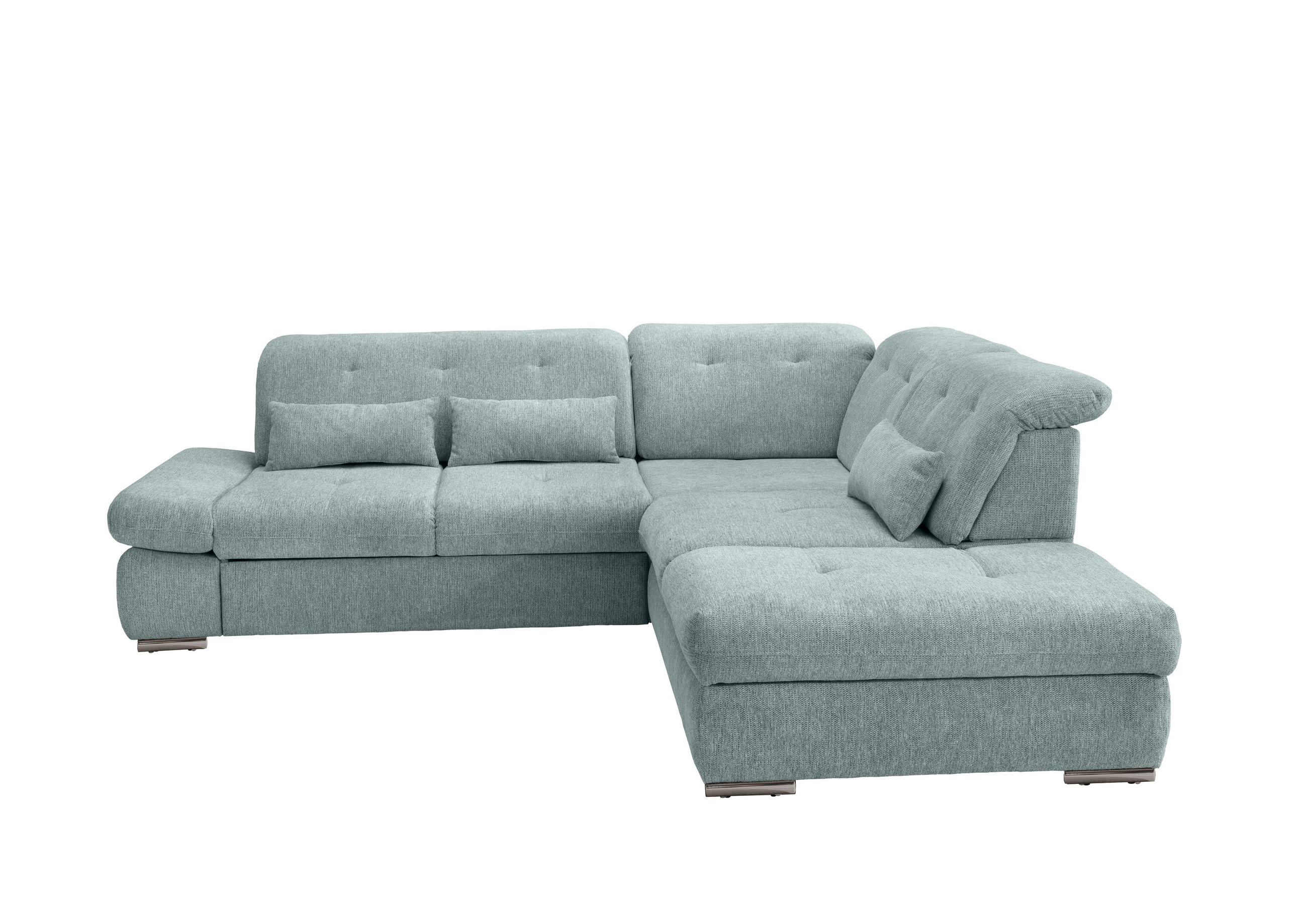 ECKSOFA in Chenille Mintgrün - Chromfarben/Mintgrün, Design, Textil/Metall (280/254cm) - Livetastic