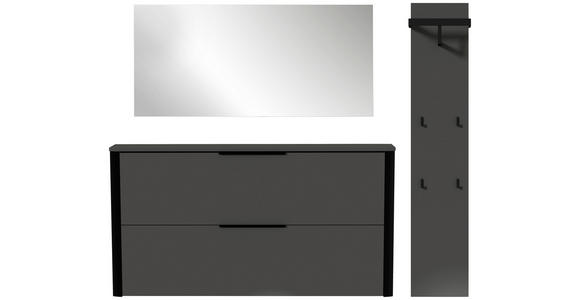 GARDEROBE 3-teilig in 200/191/34 cm - Anthrazit/Schwarz, Design, Glas/Holzwerkstoff (200/191/34cm) - Dieter Knoll