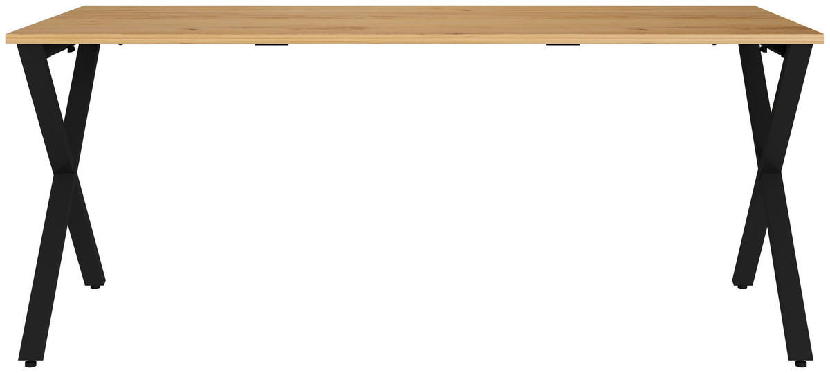 SCHREIBTISCH 180/80/75 cm, Schwarz, Eichefarben, Hellbraun, in verschiedenen Holz-Dekoren erhältlich, justierbare Füße  - Hellbraun/Eichefarben, MODERN, Holzwerkstoff/Metall (180/80/75cm) - Novel