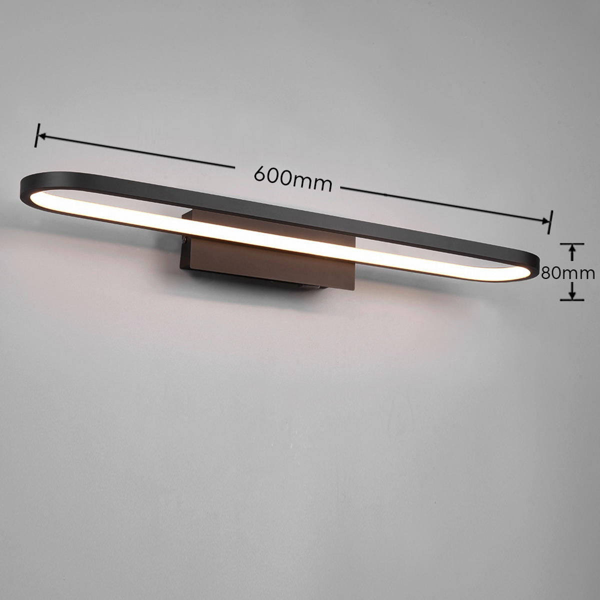 BADEZIMMER-WANDLEUCHTE Gianni 60/15/8 cm   - Schwarz, Basics, Metall (60/15/8cm) - Trio Leuchten