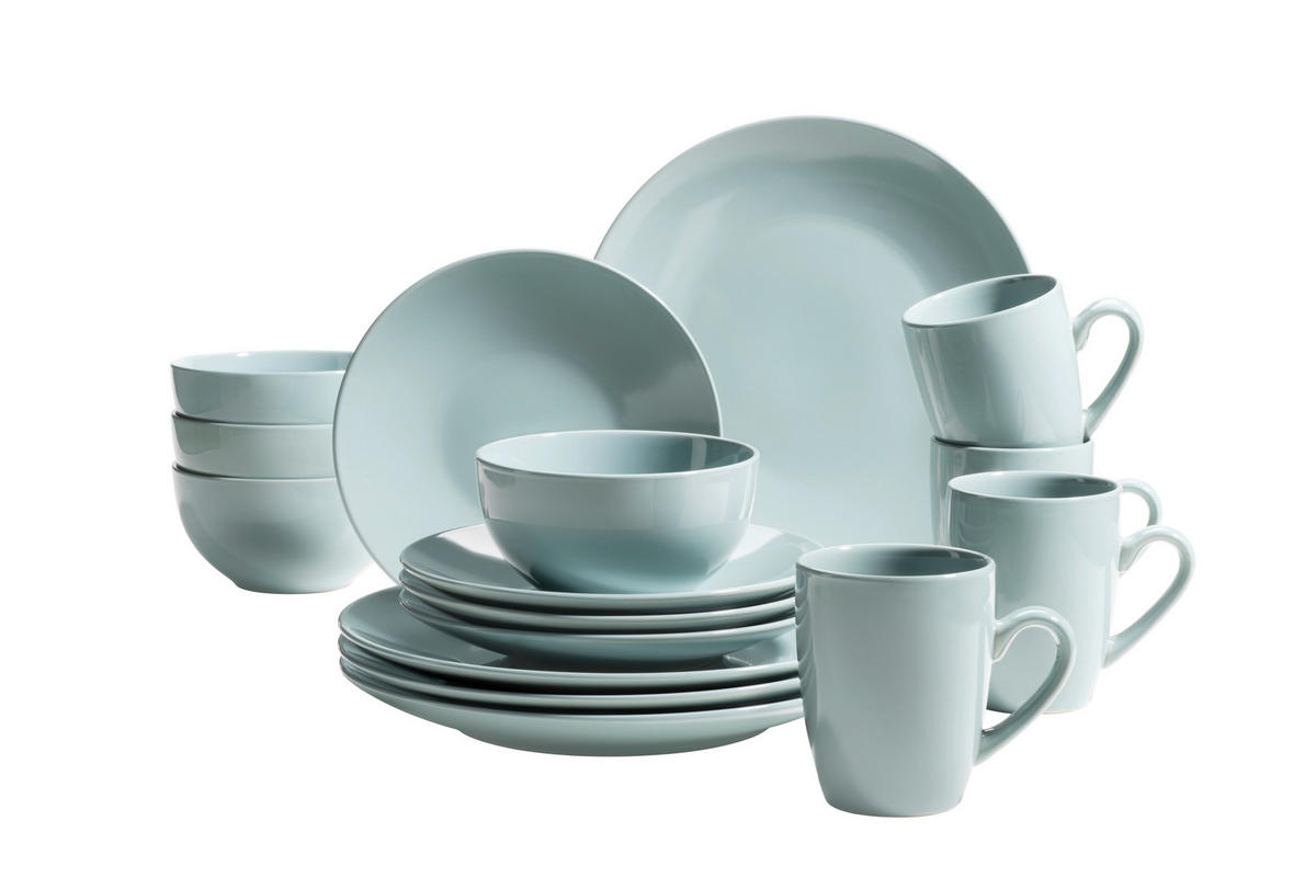 KOMBISERVICE Pastell Selection 16-teilig  - Mintgrün, Basics, Keramik (31,3/32,5/31,5cm) - Mäser