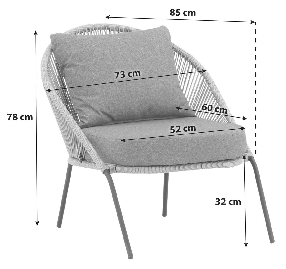 LOUNGESESSEL  - Schwarz/Grau, KONVENTIONELL, Kunststoff/Metall (73/78/85cm) - Gardenson