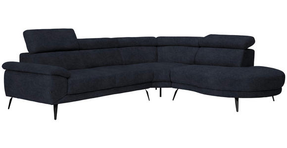 ECKSOFA in Samt Dunkelgrau  - Dunkelgrau/Schwarz, Design, Textil/Metall (299/264cm) - Novel