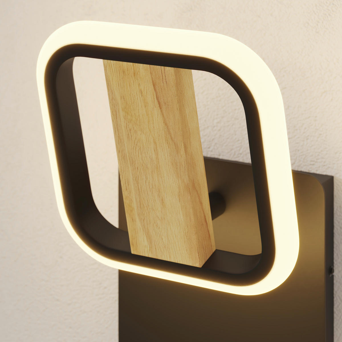 LED-STRAHLER Miriam 14/13,5/9,5 cm   - Eschefarben/Schwarz, Design, Holz/Kunststoff (14/13,5/9,5cm) - Novel