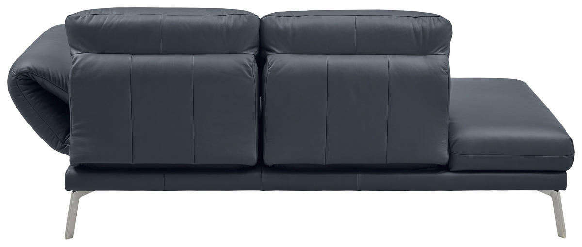 RÉCAMIERE Dunkelblau, Blaugrau Echtleder  - Chromfarben/Blaugrau, Design, Leder/Metall (209/85-109/95-16cm) - Dieter Knoll