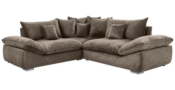 ECKSOFA Braun Velours  - Chromfarben/Braun, KONVENTIONELL, Kunststoff/Textil (247/247cm) - Carryhome