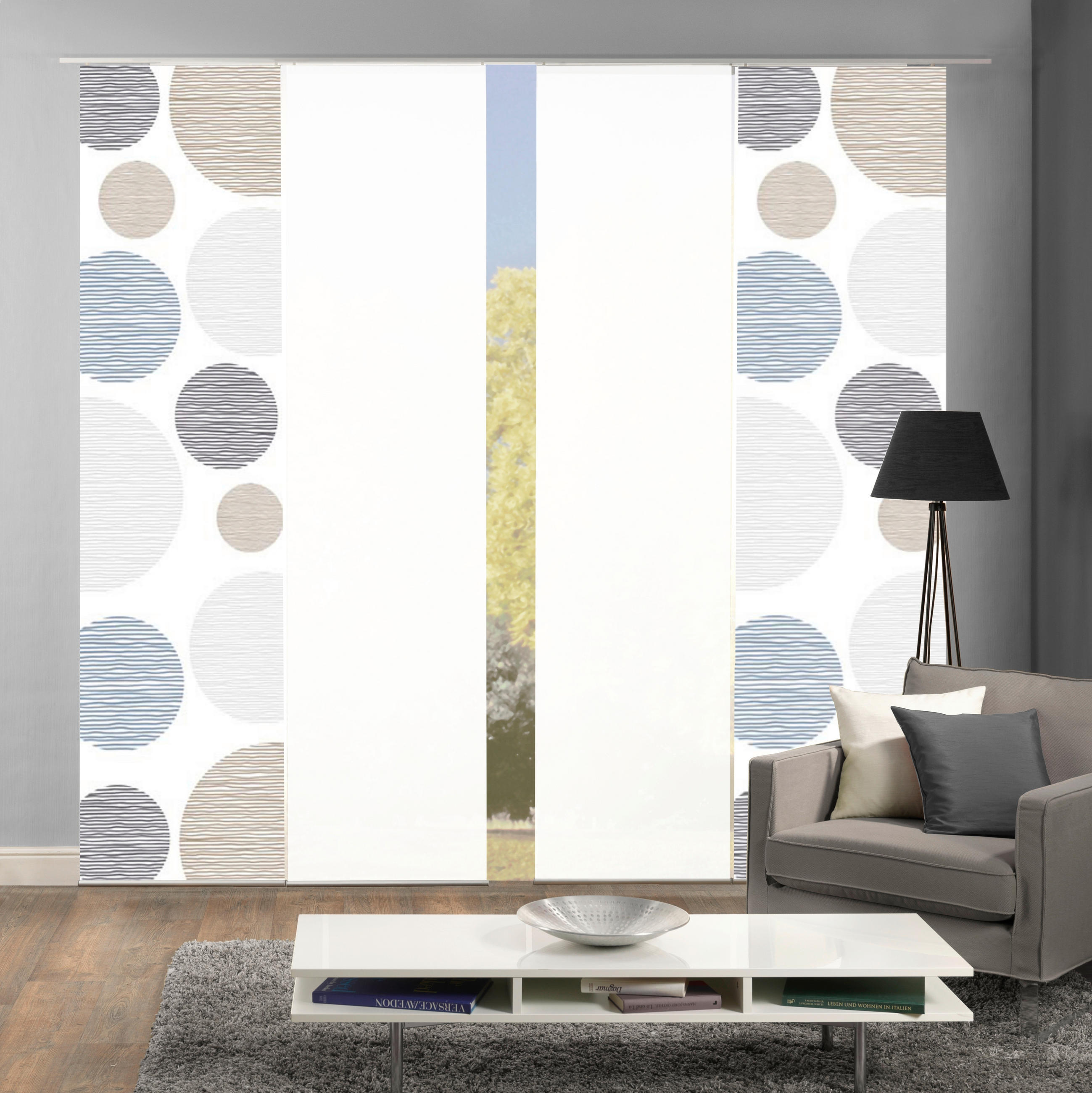 PANELOVÝ ZÁVĚS, 4x60/245 cm - šedohnědá, Design, textil (4x60/245cm) - Schmidt W. Gmbh