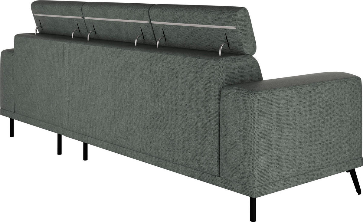 ECKSOFA Waldgrün Chenille  - Waldgrün/Schwarz, KONVENTIONELL, Textil/Metall (264/178cm) - Hom`in