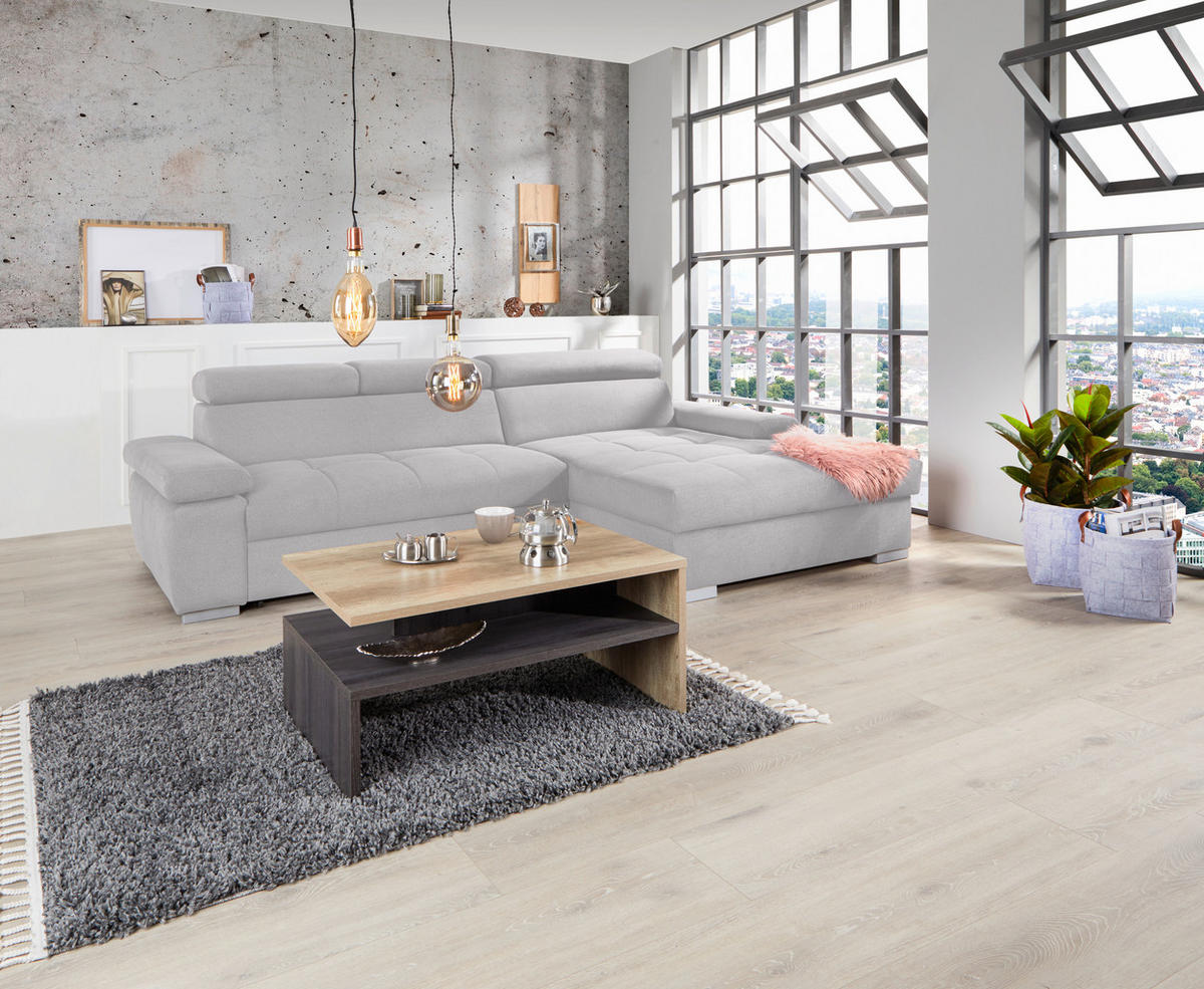 HÖRNSOFFA i velour silver  - silver, Design, trä/textil (292/183cm) - Livetastic