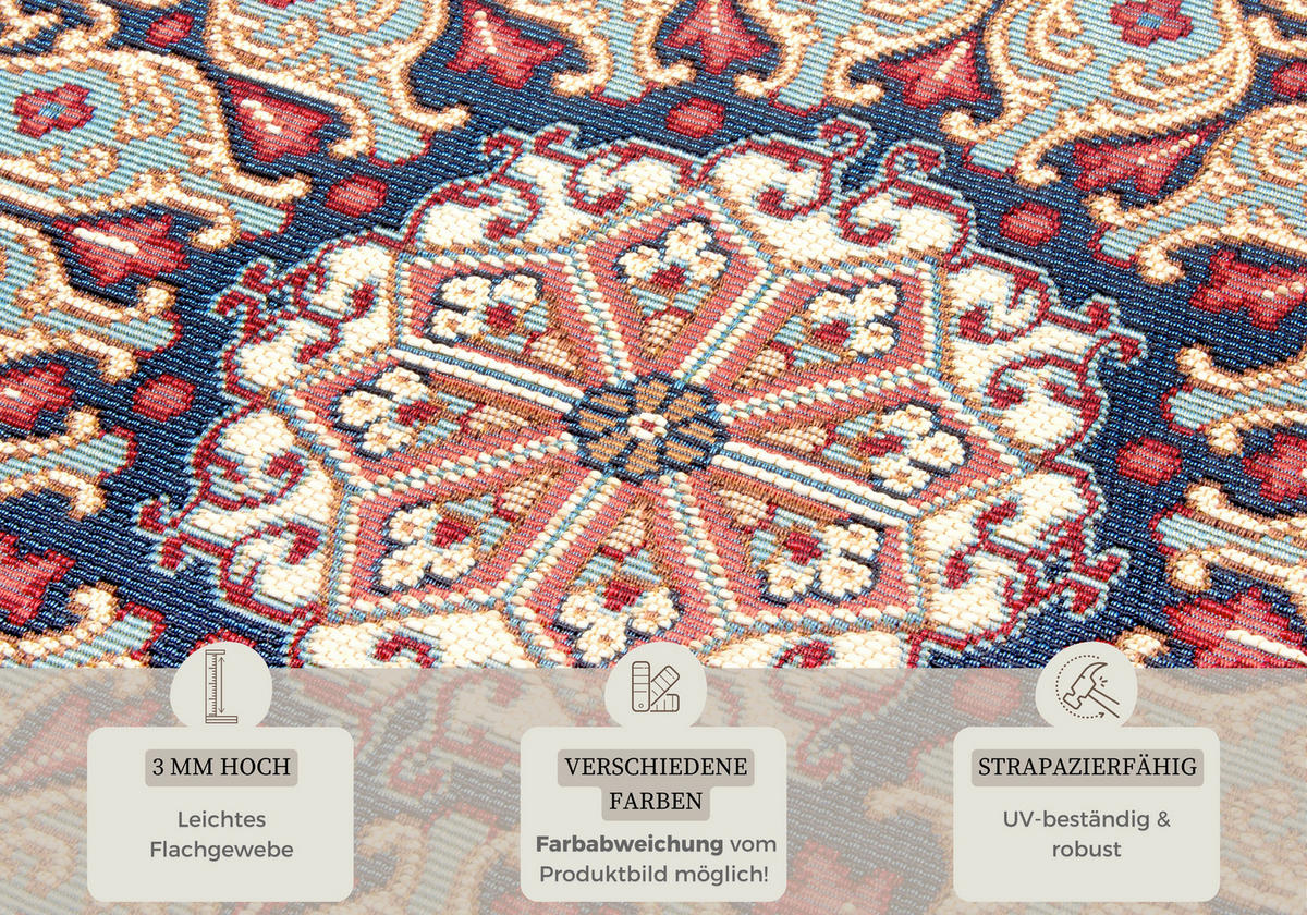 OUTDOORTEPPICH 120/180 cm Flair Blau, Rot  - Blau/Rot, Design, Kunststoff (120/180cm)