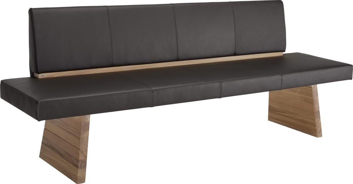 SITZBANK 230/88/58,7 cm Echtleder Eichefarben, Dunkelbraun Wildeiche massiv Holz  - Eichefarben/Dunkelbraun, KONVENTIONELL, Leder/Holz (230/88/58,7cm) - Voglauer