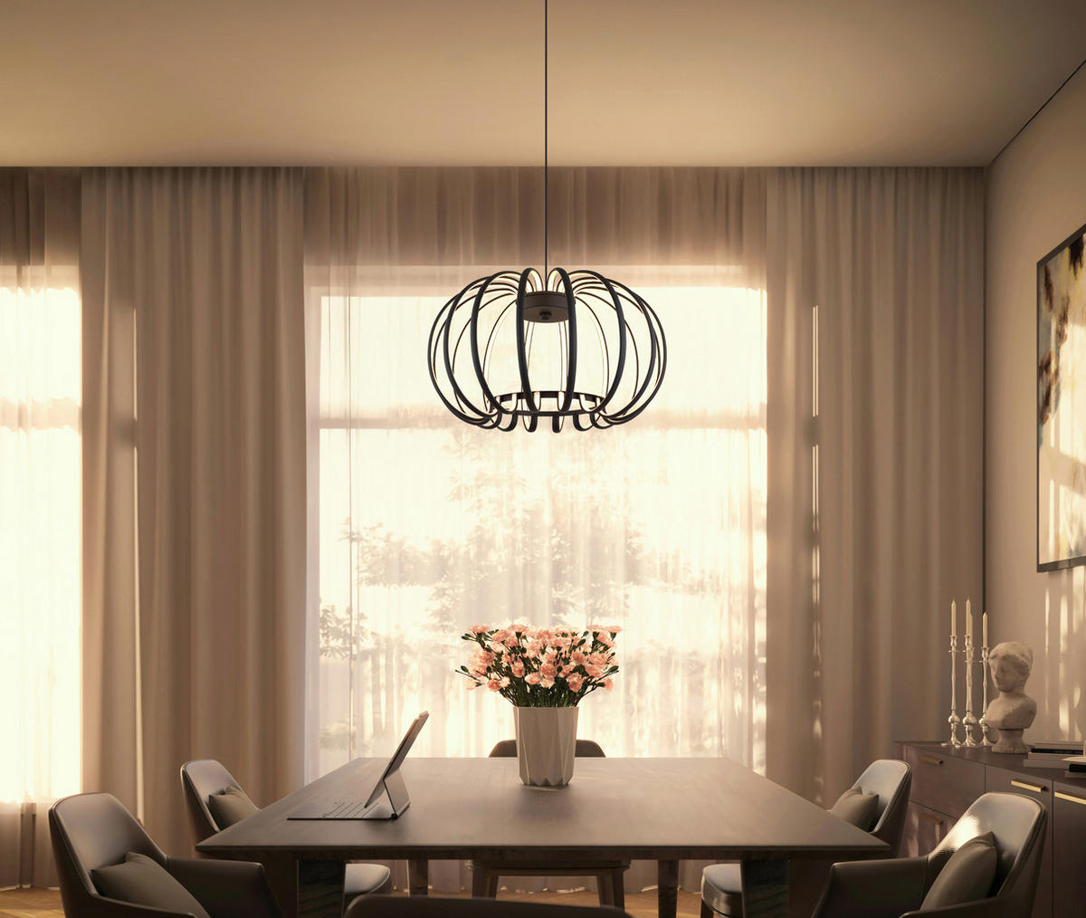 LED-HÄNGELEUCHTE 40/120 cm  - Schwarz/Weiß, Design, Kunststoff/Metall (40/120cm) - Globo