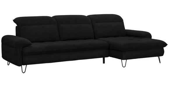 ECKSOFA in Webstoff Schwarz  - Schwarz, LIFESTYLE, Textil/Metall (310/180cm) - Valnatura