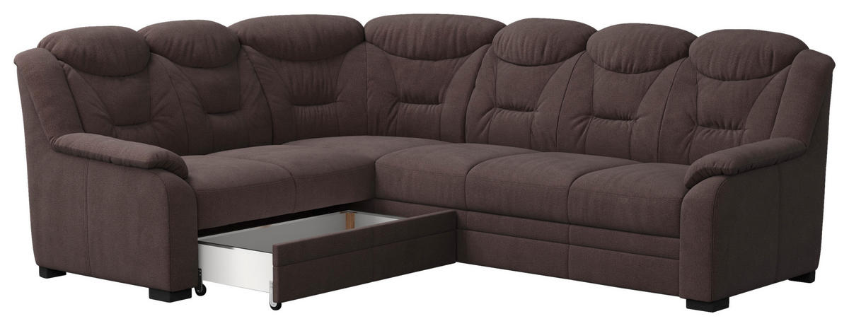 ECKSOFA Chenille Braun  - Schwarz/Braun, Basics, Kunststoff/Textil (211/263cm) - MID.YOU