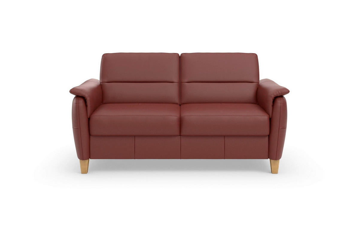 3-SITZER-SOFA PALMERA E Echtleder Rotbraun  - Rotbraun/Eichefarben, Basics, Leder/Holz (179/89/89cm) - Sit & More
