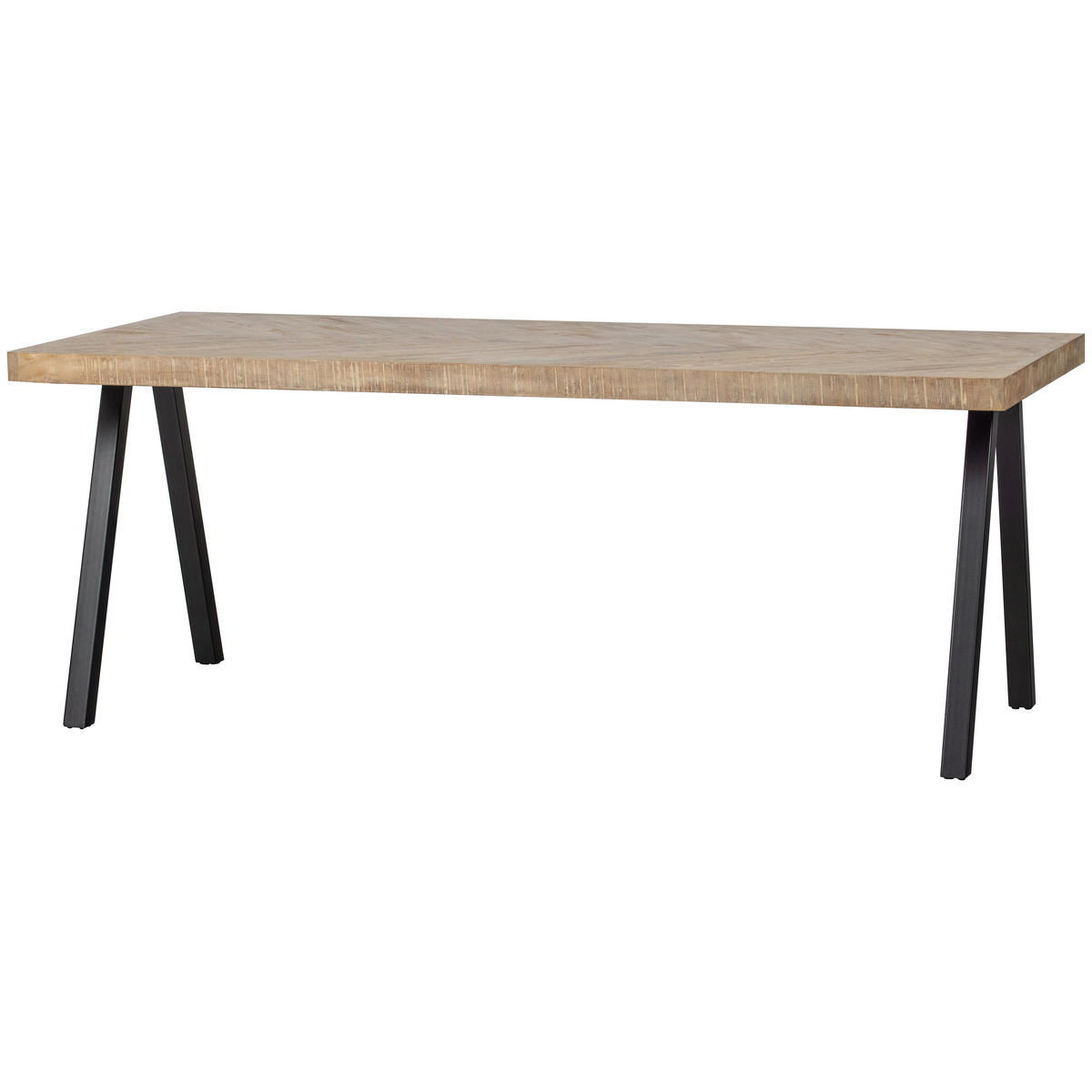 ESSTISCH Mangoholz massiv rechteckig Eichefarben  - Eichefarben/Schwarz, Design, Holz/Metall (180/90/75cm) - Livetastic