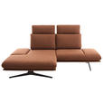 ECKSOFA  in Flachgewebe Cognac Rücken echt, Armteilverstellung, Relaxfunktion  155/234 cm  - Cognac/Schwarz, Design, Textil/Metall (155/234cm) - Dieter Knoll