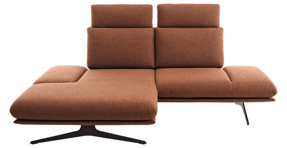 ECKSOFA  in Flachgewebe Cognac Rücken echt, Armteilverstellung, Relaxfunktion  155/234 cm  - Cognac/Schwarz, Design, Textil/Metall (155/234cm) - Dieter Knoll