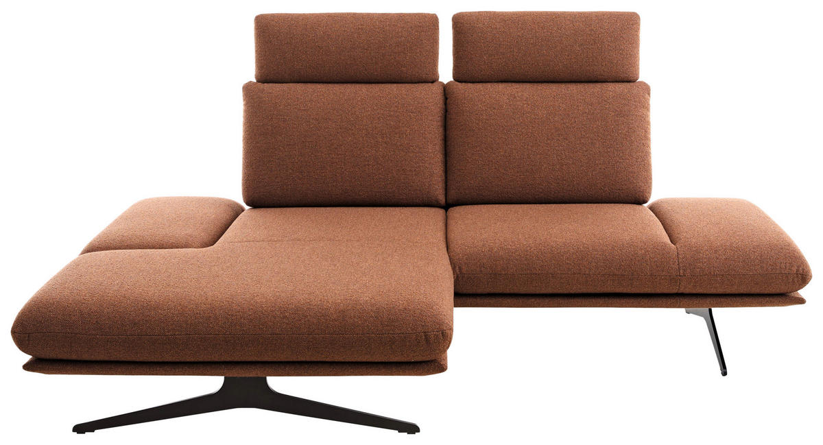 ECKSOFA Flachgewebe Cognac  - Cognac/Schwarz, Design, Textil/Metall (155/234cm) - Dieter Knoll