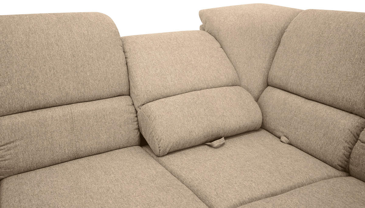 ECKSOFA in Webstoff Taupe  - Taupe/Silberfarben, Design, Holz/Kunststoff (270/219cm) - Livetastic