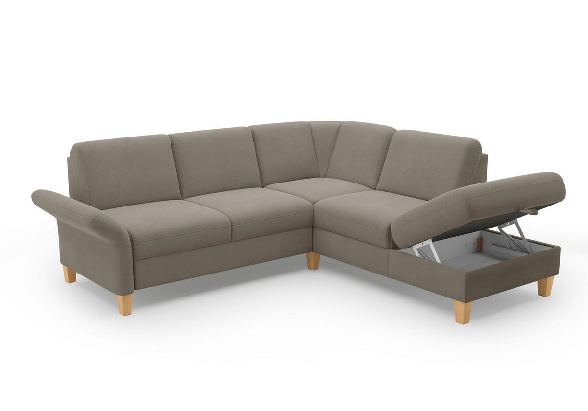 ECKSOFA ROCHELLE E Schlammfarben Flachgewebe  - Schlammfarben/Eichefarben, KONVENTIONELL, Holz/Textil (240/216cm) - Sit & More