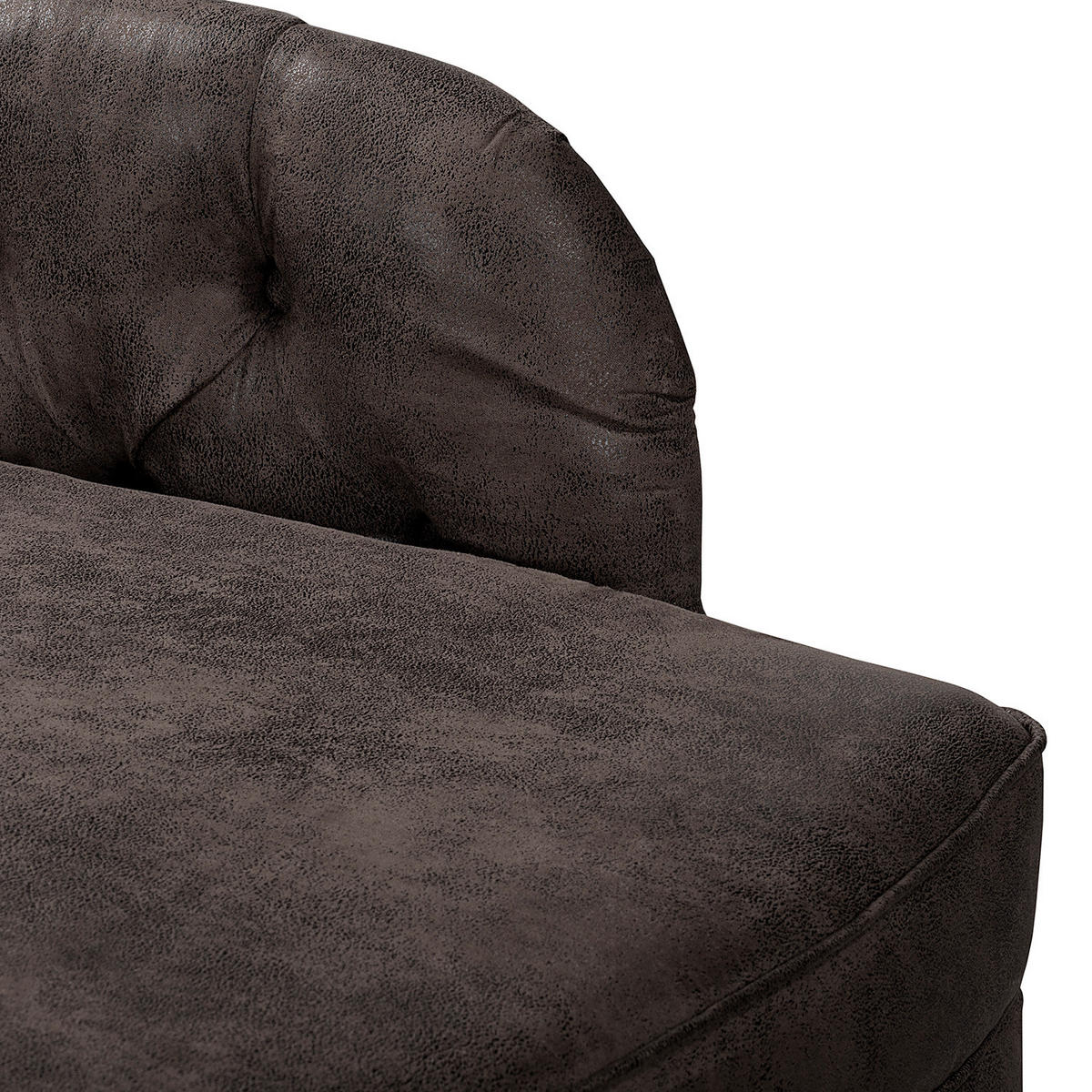 RÉCAMIERE Lederlook Schwarz  - Schwarz/Braun, Design, Holz/Textil (185/93/75cm) - Livetastic