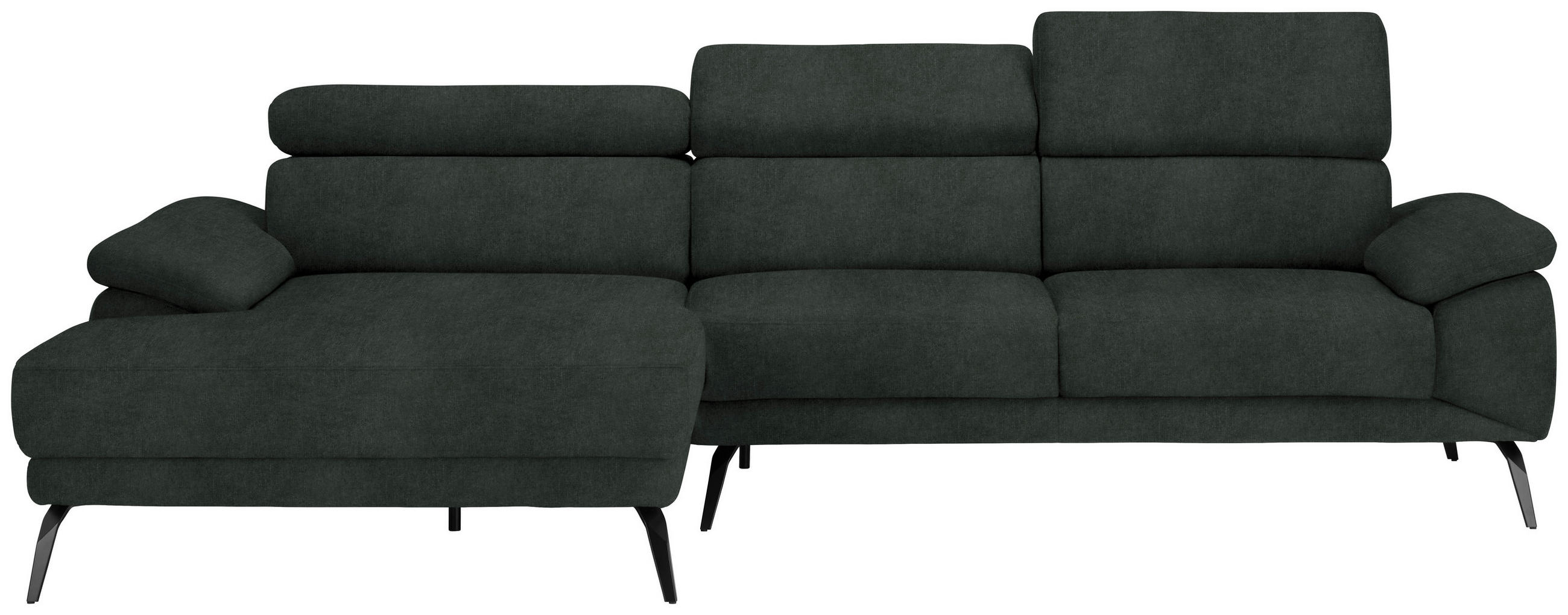 ECKSOFA in Velours Dunkelgrün  - Dunkelgrün/Schwarz, Design, Textil/Metall (187/295cm) - Novel