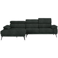 ECKSOFA in Velours Dunkelgrün  - Dunkelgrün/Schwarz, Design, Textil/Metall (187/295cm) - Novel