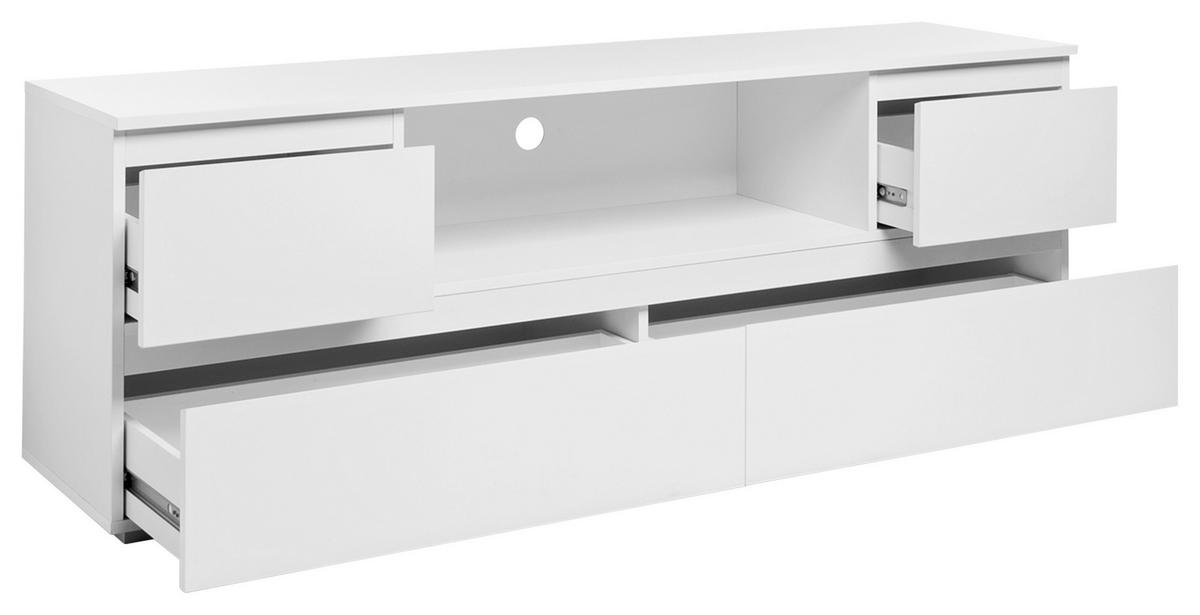 NÍZKA KOMODA, biela, 160/55/40 cm - biela/strieborná, Konventionell, kompozitné drevo (160/55/40cm) - MID.YOU