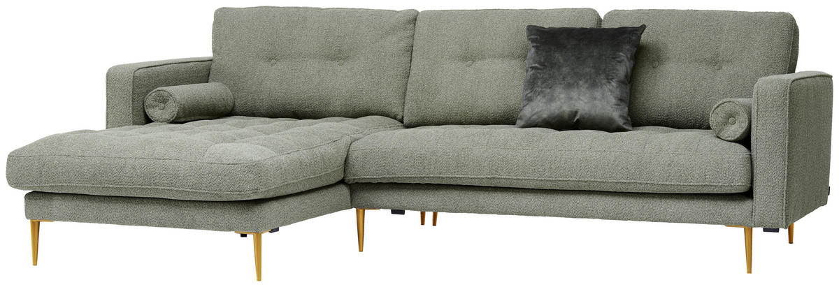 ECKSOFA in beflockt Olivgrün  - Goldfarben/Olivgrün, Design, Textil/Metall (165/277cm) - Livetastic