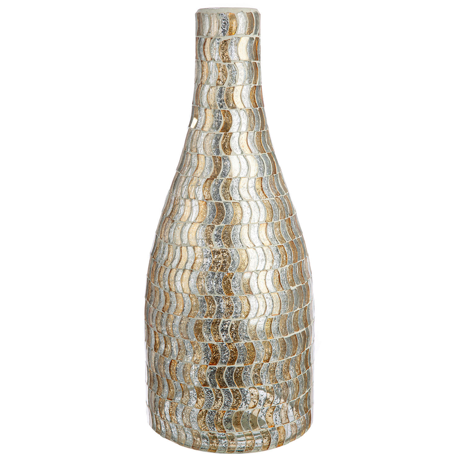 VASE  - Silberfarben/Goldfarben, Basics, Glas (13/32cm)