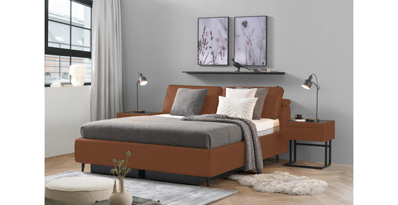 POLSTERBETT Matratze, Lattenrost Cognac 200/200 cm - Hellbraun/Cognac, Design, Holz/Textil (200/200cm) - Johann Jakob