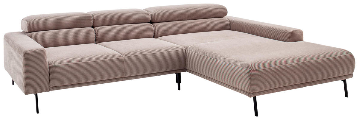 ECKSOFA  in Cord Taupe  293/215-217 cm  - Taupe/Schwarz, Design, Textil/Metall (293/215-217cm) - Schöner Wohnen