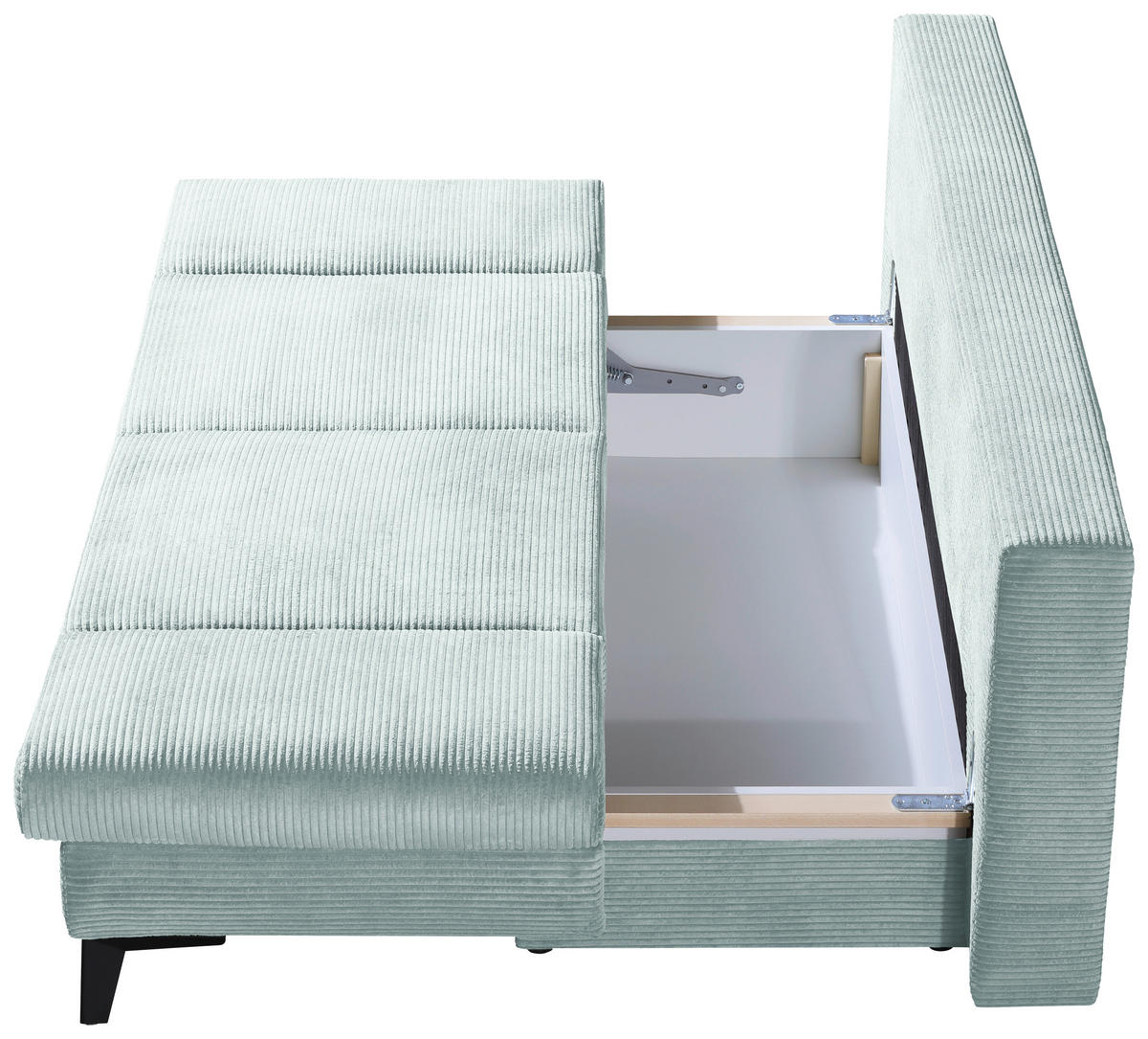 SCHLAFSOFA Cord Hellblau  inkl. Bettkasten, Schlaffunktion, Armteilverstellung  - Schwarz/Hellblau, Design, Textil/Metall (200/85/90cm) - Novel