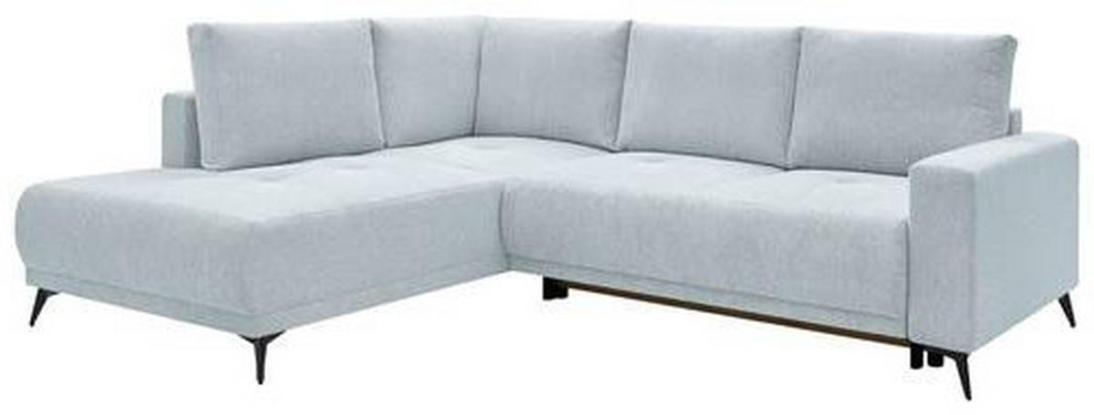 ECKSOFA RAFAEL Hellblau Struktur Rückenkissen, Bettkasten  - Schwarz/Hellblau, Design, Textil/Metall (218/269cm) - P & B