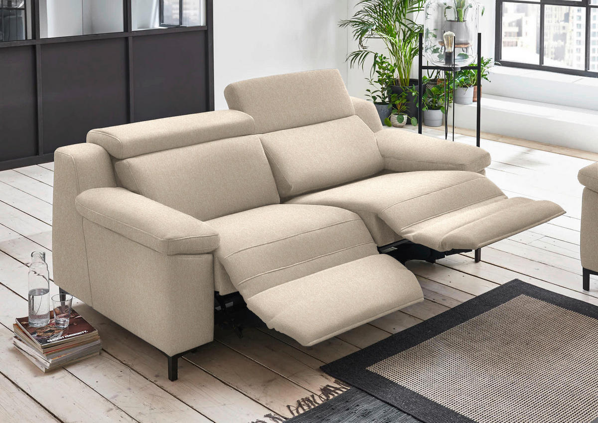 2,5-SITZER in Chenille Sandfarben  - Sandfarben/Schwarz, Design, Textil/Metall (188/84-104/104cm) - Valdera