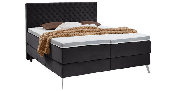 BOXSPRINGBETT 180/200 cm  in Anthrazit  - Chromfarben/Anthrazit, Design, Textil/Metall (180/200cm) - Xora