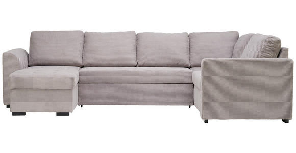 WOHNLANDSCHAFT  in Cord, Velours Hellgrau  - Hellgrau/Schwarz, Design, Kunststoff/Textil (160/311/205cm) - Xora