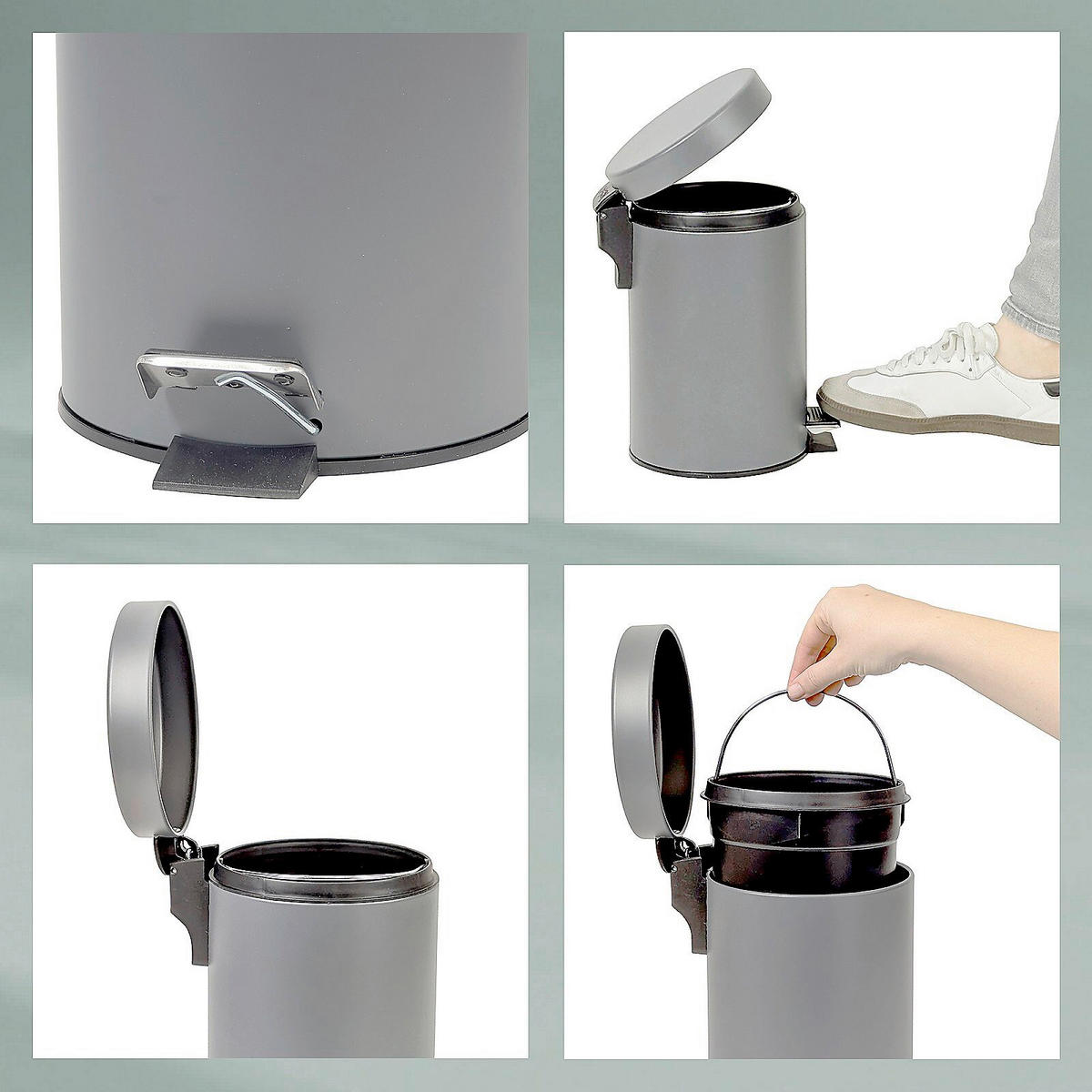 KOSMETIKEIMER MONACO 3 L  - Hellgrau/Schwarz, Basics, Kunststoff/Metall (17/26cm) - Kela