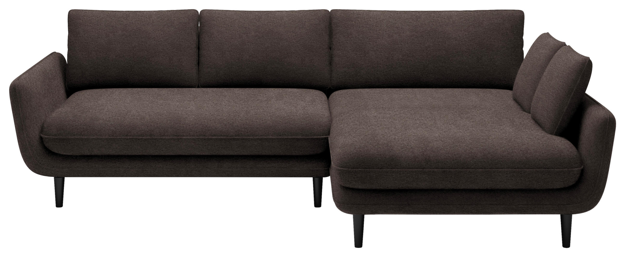ECKSOFA in Velours Dunkelbraun  - Dunkelbraun/Schwarz, Design, Holz/Textil (260/167cm) - Welnova