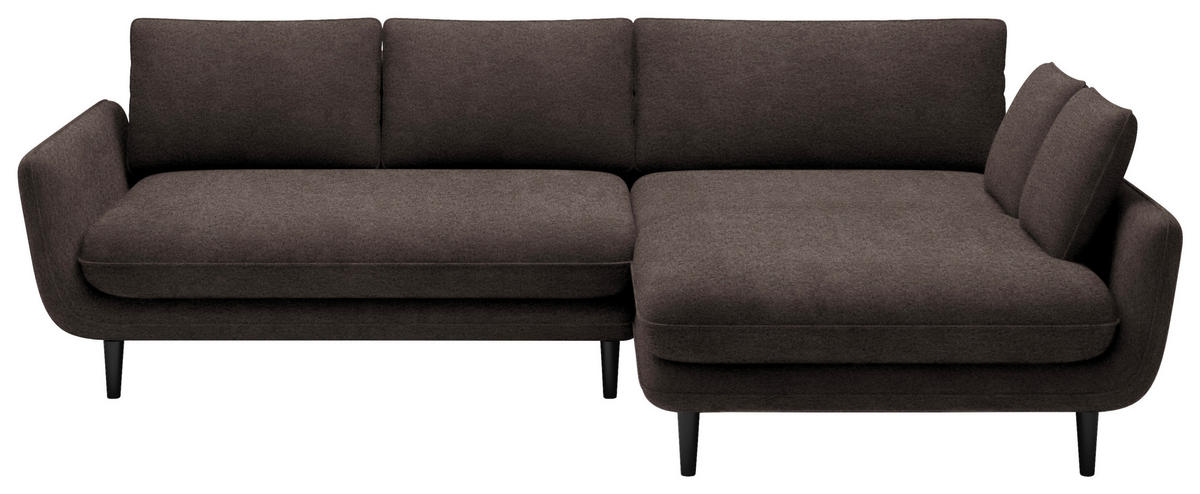 HÖRNSOFFA i velour mörkbrun  - svart/mörkbrun, Design, trä/textil (260/167cm) - Livetastic